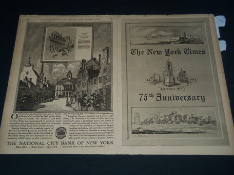 1926 SEPT 18 NEW YORK TIMES NEWSPAPER 75TH ANNIVERSARY SECTION - NT 7559