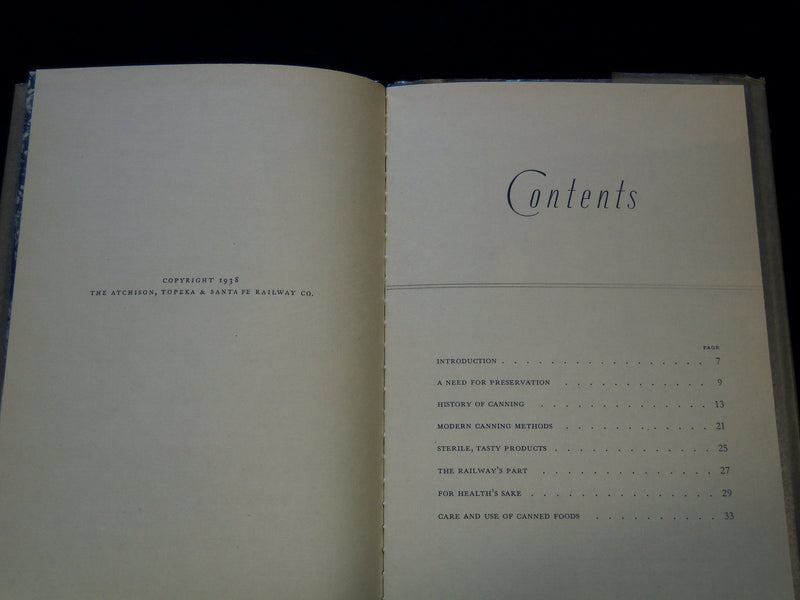 1938 DELICIOUS FOODS IN TIN AND GLASS BOOK - SANTA FE SYSTEM LINES - J 7289