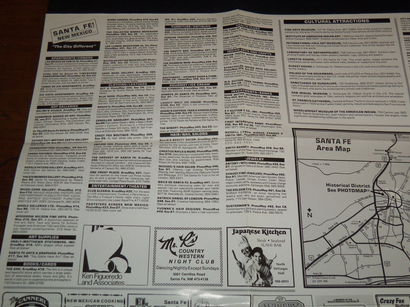 1986 SANTA FE PHOTO MAP & DIRECTORY - FOLD-OUT - J 8838