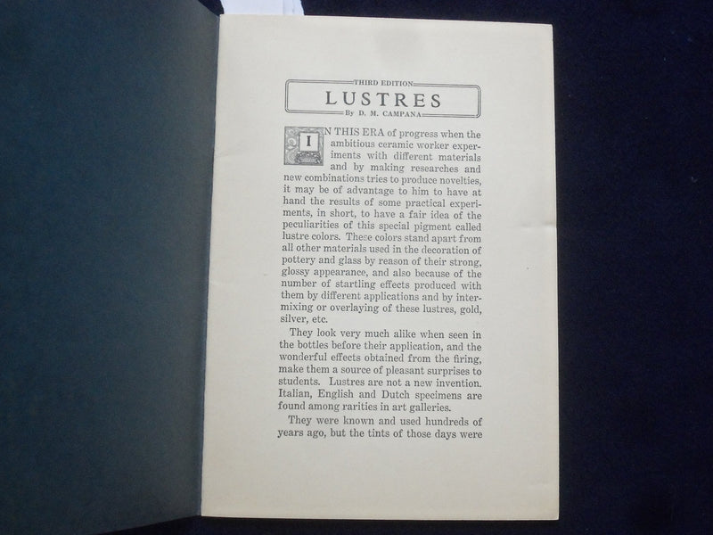 1940'S 100 LUSTRE COLORS EFFECTS BY D.M. CAMPANA SOFTCOVER BOOK - J 9611