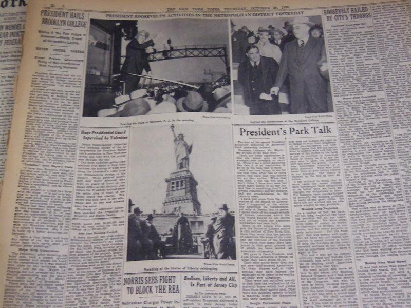 1936 OCTOBER 29 NEW YORK TIMES - CITY THRONGS CHEER ROOSEVELT - NT 2103