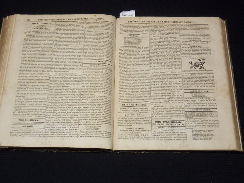 1823-1824 NEW YORK MIRROR AND LADIES GAZETTE BOUND VOLUME NO. 1 - R 89F