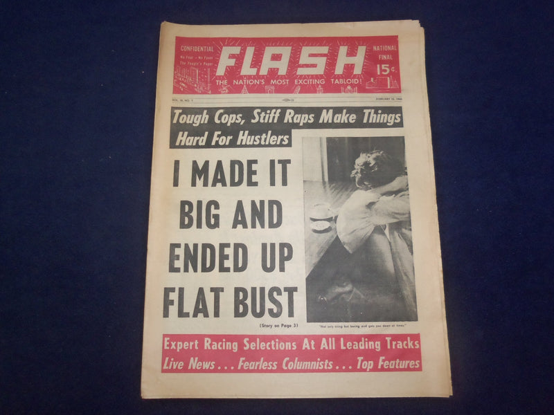 1966 FEBRUARY 12 FLASH NEWSPAPER - I MADE IT BIG AND ENDED UP FLAT BUST- NP 6959