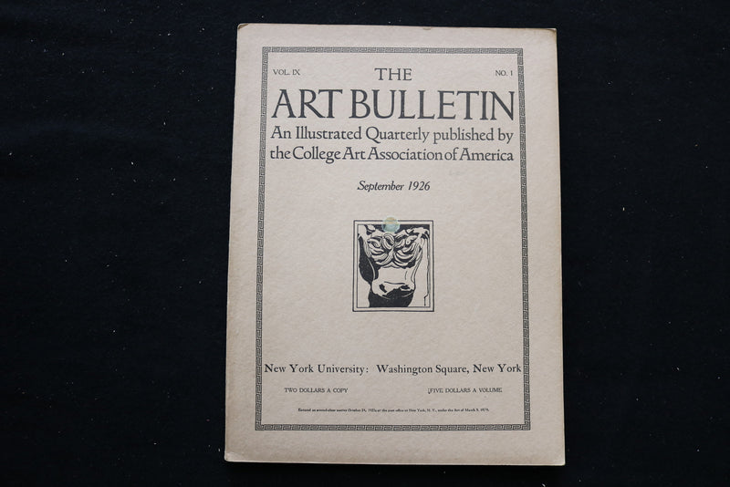 1926 SEPTEMBER THE ART BULLETIN MAGAZINE - NEW YORK UNIVERSITY COVER - B 1126B