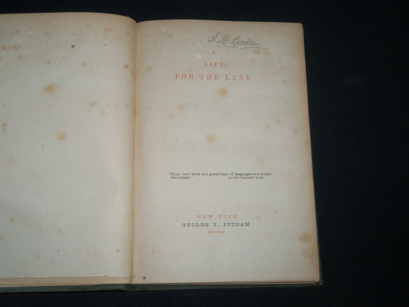 1849 A LIFT FOR THE LAZY BOOK - GEORGE P. PUTNAM - KD 5548