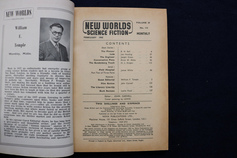 1962 FEBRUARY NEW WORLDS SOFTCOVER DIGEST MAGAZINE -VOLUME 39, NUMBER 115- K 448