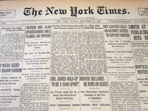 1928 SEPTEMBER 23 NEW YORK TIMES - WATERS RISE AGAIN IN OKEECHOBEE AREA- NT 6448