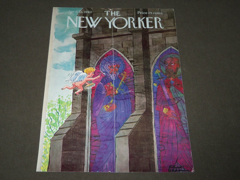 1960 APRIL 16 NEW YORKER MAGAZINE FRONT COVER ONLY - GREAT ART FOR FRAMING