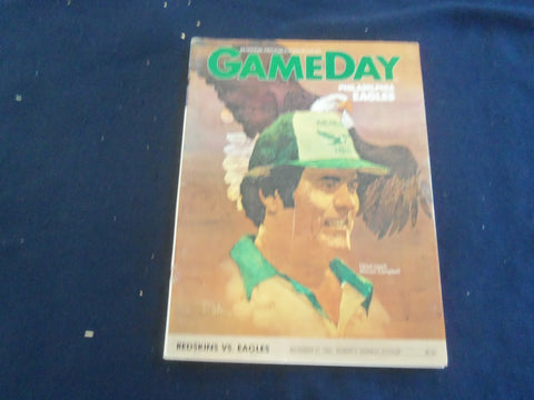 1983 NOV 27 GAMEDAY MAGAZINE- PHILADELPHIA EAGLES VS WASHINGTON REDSKINS- F 250D