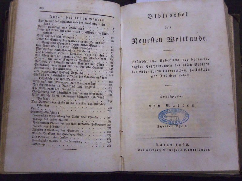 1830 BIBLIOTEK DER NEUESTEN WELTKUNDE BY MALTEN GERMAN VOLUME - KD 3678