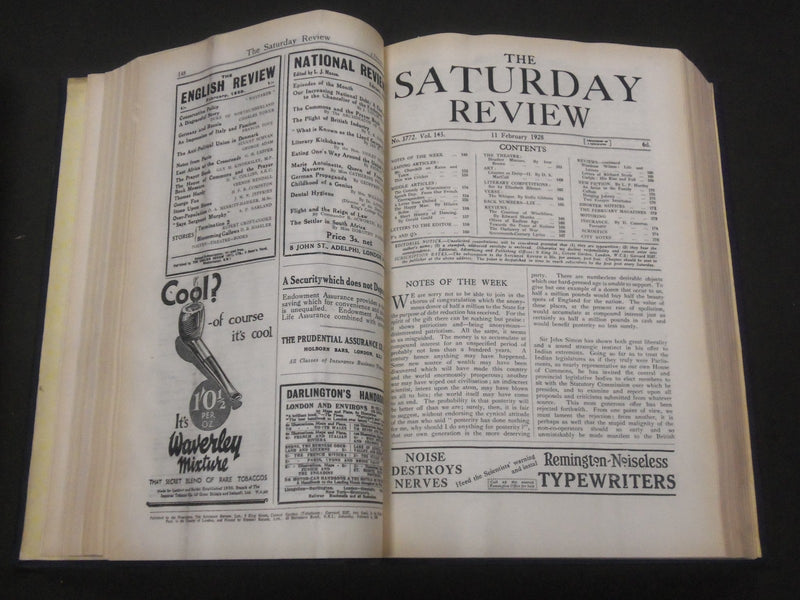 1928 SATURDAY REVIEW 2 BOUND VOLUMES - COMPLETE YR- PUBLISHED IN LONDON - R 1128