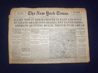1945 JAN 22 NEW YORK TIMES -ALLIES NOW IN REICH PROPER IN EAST AND WEST- NP 6659