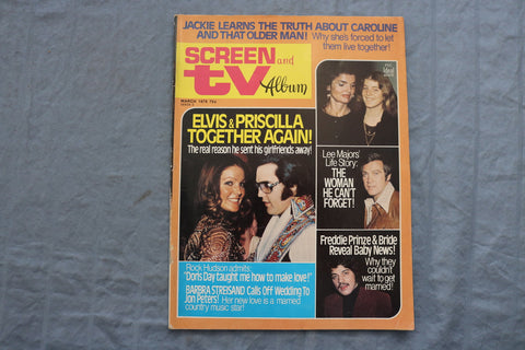 1976 MARCH SCREEN AND TV ALBUM MAGAZINE - ELVIS & PRISCILLA COVER - ST 1008X