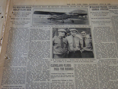 1929 JULY 6 NEW YORK TIMES - MITCHELL AND NEWCOMB PASS THE RECORD - NT 6637