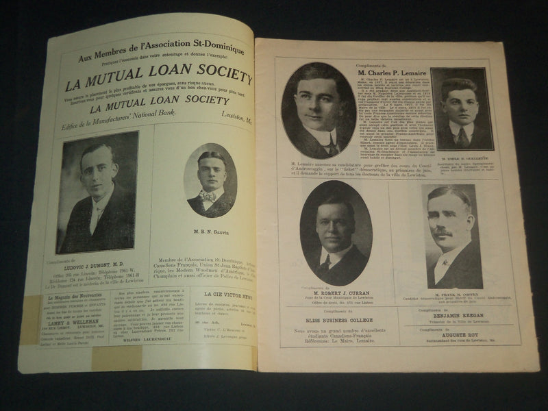 1918 GRAND CONCERT ST. DOMINIQUE PROGRAMME MAGAZINE - LEWISTON, ME - B 6578