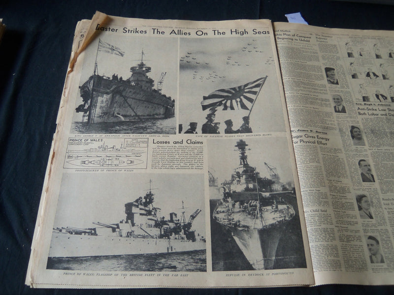 1941 DECEMBER 11 PHILADELPHIA INQUIRER NEWSPAPER - U. S. BASES AFIRE - NT 7243