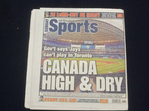 2020 JULY 19 NEW YORK POST NEWSPAPER - TORONTO BLUE JAYS CANNOT PLAY IN TORONTO