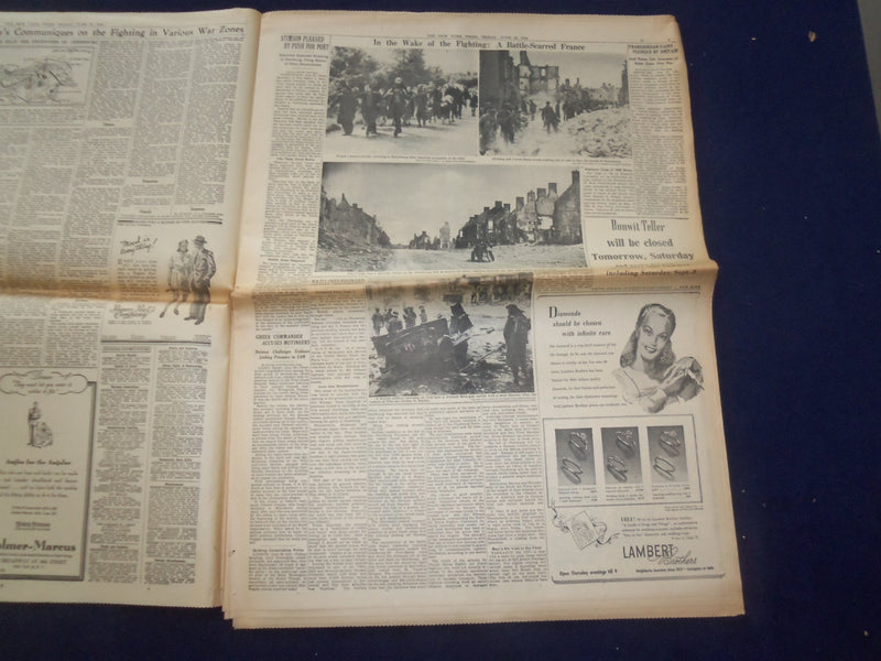 1944 JUNE 23 NEW YORK TIMES - CHERBOURG ASSAULTED AFTER HEAVY BARRAGE - NP 6575