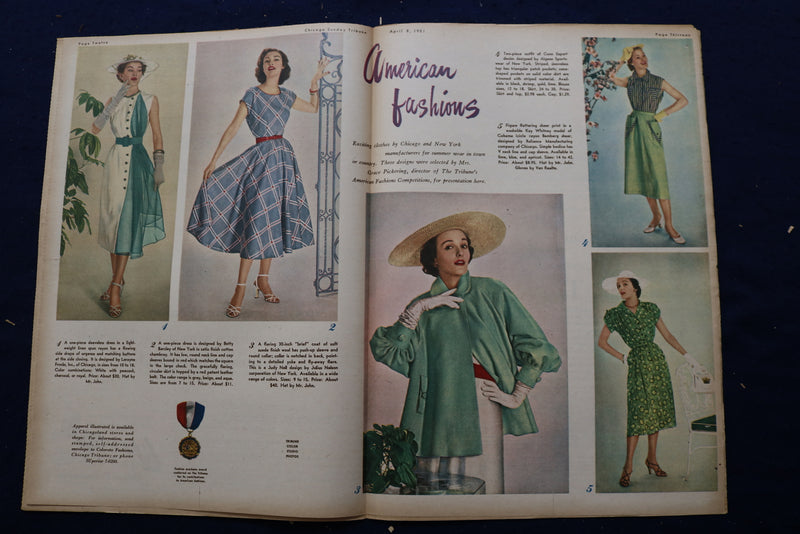 1951 APRIL 8 CHICAGO TRIBUNE MAGAZINE - MARY HARTLINE COVER - E 22866