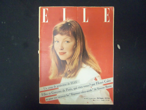 1954 JUNE 4 FRENCH ELLE MAGAZINE - NICE COVER, PHOTOS & ADS - ST 4088