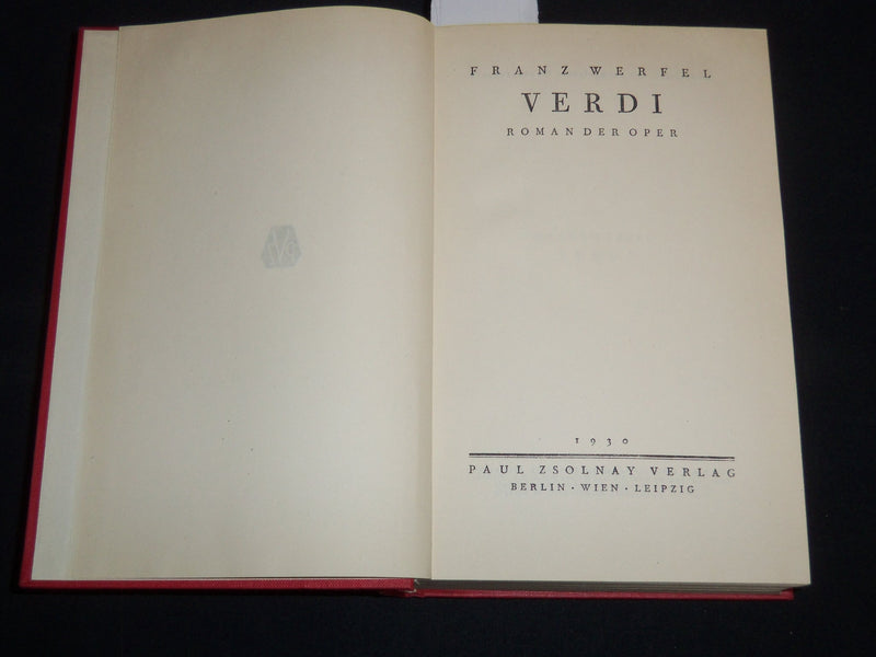 1930 VERDI ROMAN DER OPER BOOK BY FRANZ WERFEL - KD 5634B