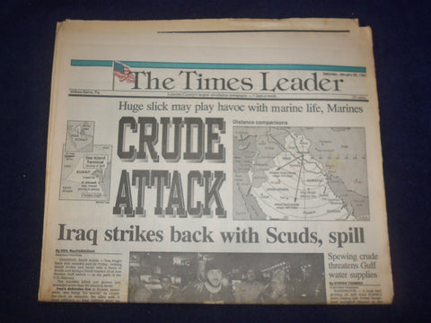 1991 JAN 26 WILKES-BARRE TIMES LEADER - CRUDE ATTACK-IRAQ STIRKES BACK - NP 8091