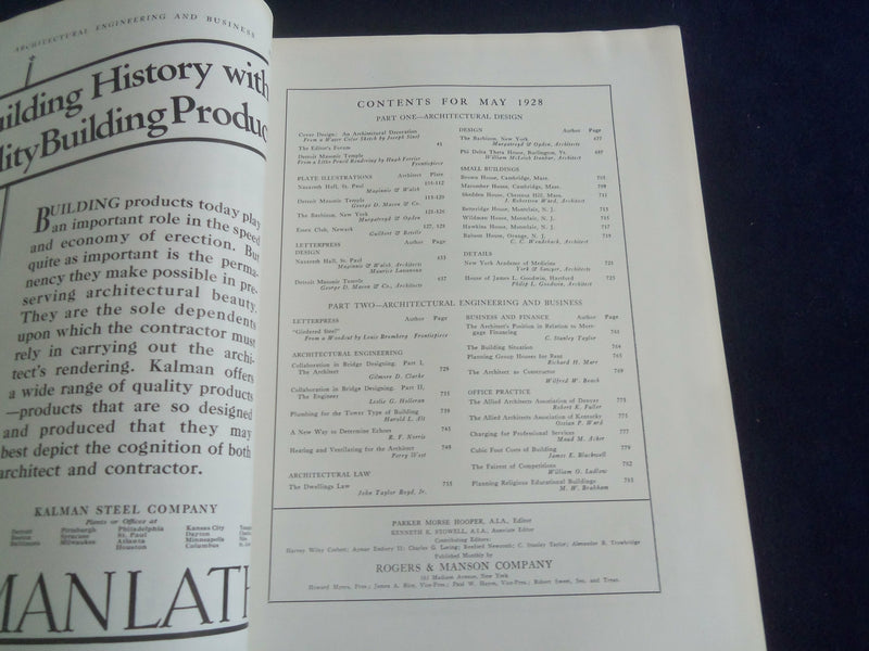 1928 MAY PART 2 THE ARCHITECTURAL FORUM MAGAZINE- PHOTOS, STORIES & ADS- ST 7300