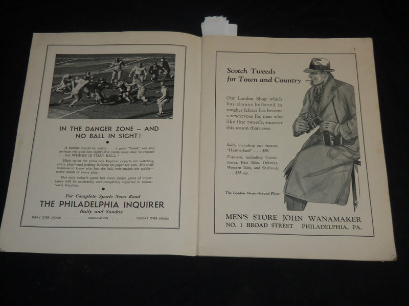 1934 OCTOBER 27 NAVY VS. PENNSYLVANIA COLLEGE FOOTBALL PROGRAM - J 5767