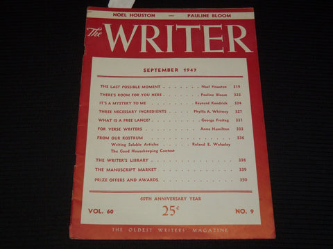 1947 SEPTEMBER THE WRITER MAGAZINE - BAYNARD KENDRICK - FREITAG - K 1038