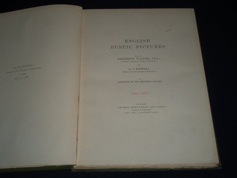 1882 ENGLISH RUSTIC PICTURES - INDIA PROOFS VOLUME BY WALKER - #86 OF 300 - Z 97