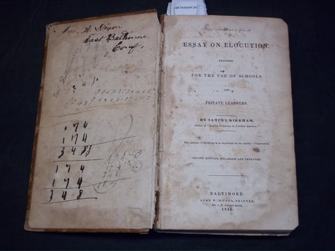 1834 ESSAY ON ELOCUTION BOOK BY SAMUEL KIRKHAM - KD 2757K