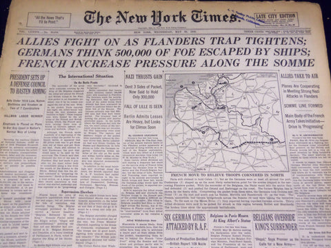 1940 MAY 29 NEW YORK TIMES - FLANDERS TRAP TIGHTENS - NT 2687