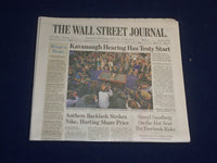 2018 SEPTEMBER 5 WALL STREET JOURNAL NEWSPAPER-KAVANAUGH HEARING HAS TESTY START