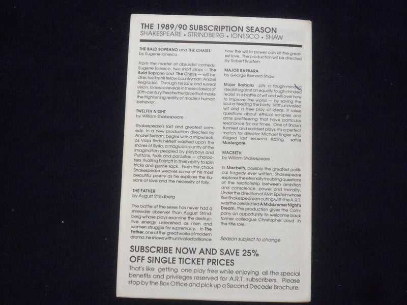 1989-90 THE BOYS NEXT DOOR PROGRAM - PETER GERETY + 7 OTHER SIGNATURES - J 9719