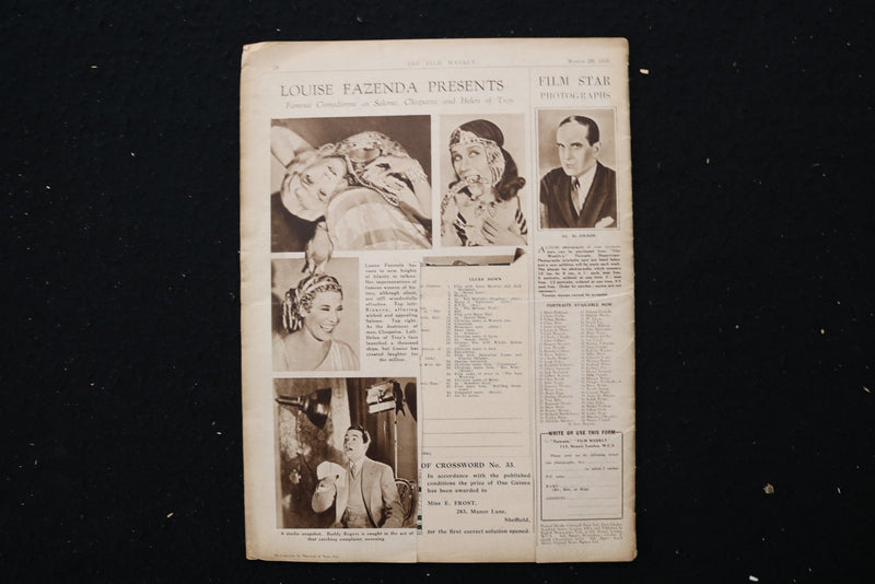 1930 MARCH 29 FILM WEEKLY MAGAZINE - GARY COOPER COVER - E 25870