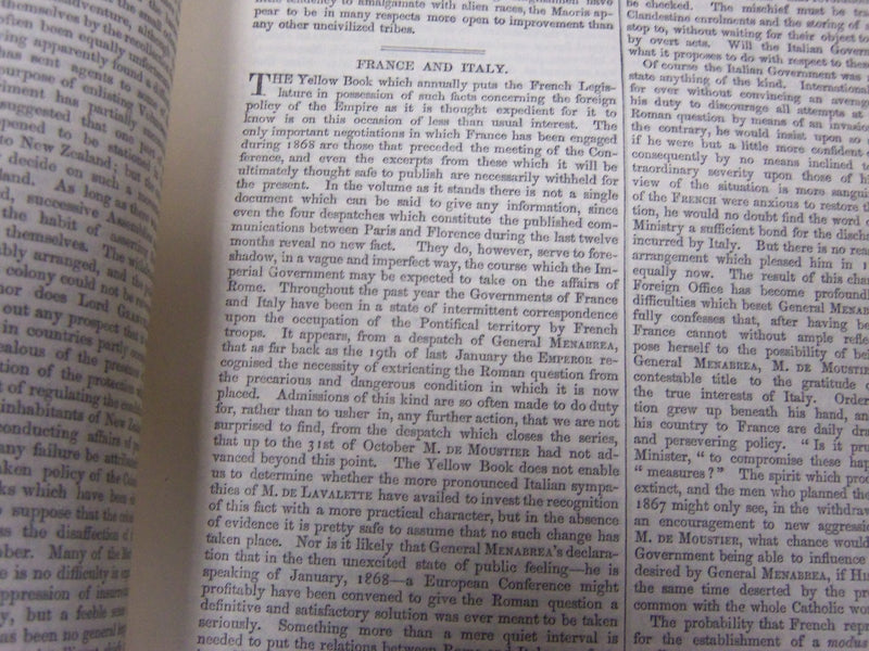 1869 JANUARY-JUNE SATURDAY REVIEW BOUND VOLUME - PUBLISHED IN LONDON - R 1142