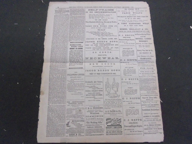 1881-1883 THE EVENING TELEGRAPH NEWSPAPER LOT OF 15 - NICE ADS - NP 1440