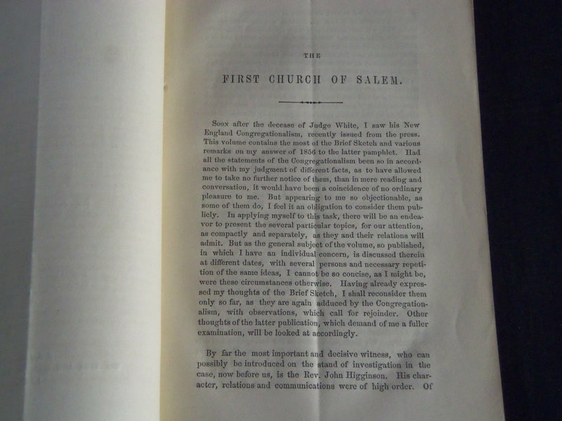 1861 NEW-ENGLAND CONGREGATIONALISM OF DANIEL WHITE REPLY BOOK - J 4493