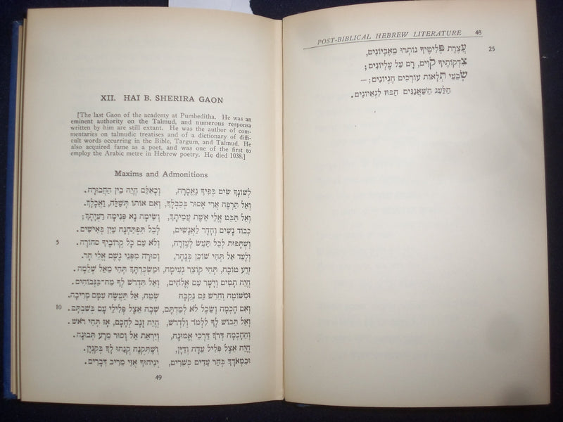1946 POST-BIBLICAL HEBREW LITERATURE HARDCOVER BOOK BY BENZION HALPER - KD 8964