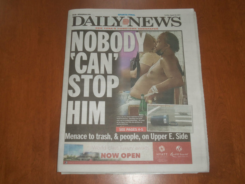 2021 AUGUST 29 NEW YORK DAILY NEWS NEWSPAPER - MENACE TO TRASH & PEOPLE IN NYC