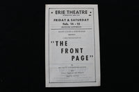 1930'S THE FRONT PAGE PROGRAM - ERIE THEATRE - SCHENECTADY, NEW YORK - K 1888