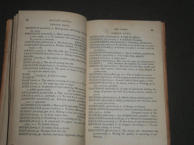 1867 THE SPELLER'S MANUAL TESTWOODS BY WILLIAM W. SMITH HARDCOVER BOOK - KD 4476
