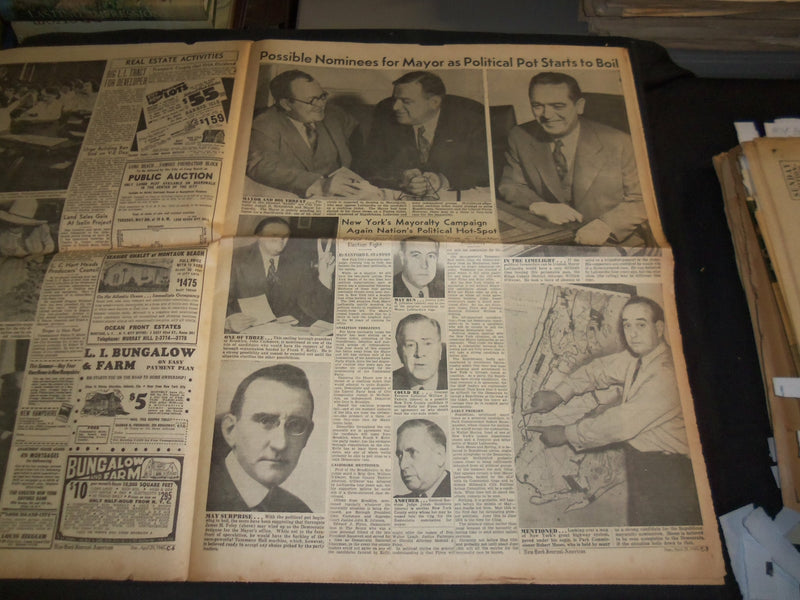 1945 APRIL 29 NY JOURNAL AMERICAN NEWSPAPER -TRUMAN DENIES PEACE RUMORS- NP 3510