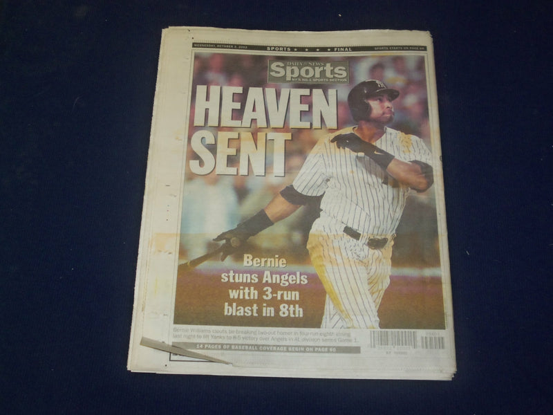 2002 OCT 2 NEW YORK DAILY NEWS NEWSPAPER - NY METS FIRE VALENTINE - NP 4073
