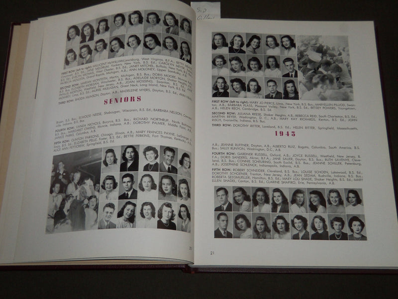 1945 THE RECENSIO MIAMI UNIVERSTIY YEARBOOK -SID GILLMAN FOOTBALL COACH- YB 1035