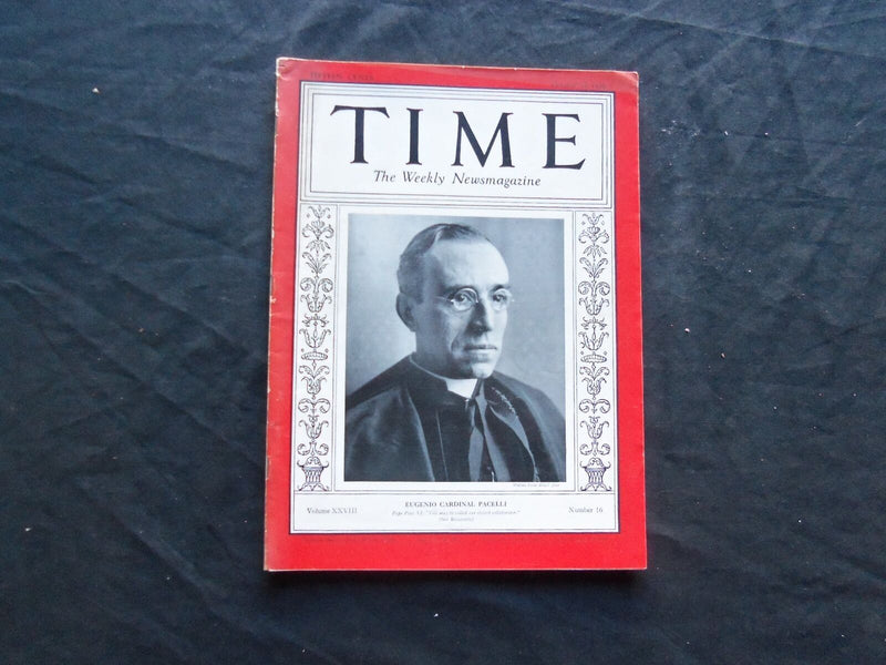 1936 OCTOBER 19 TIME MAGAZINE - CARDINAL PACELLI - T 536