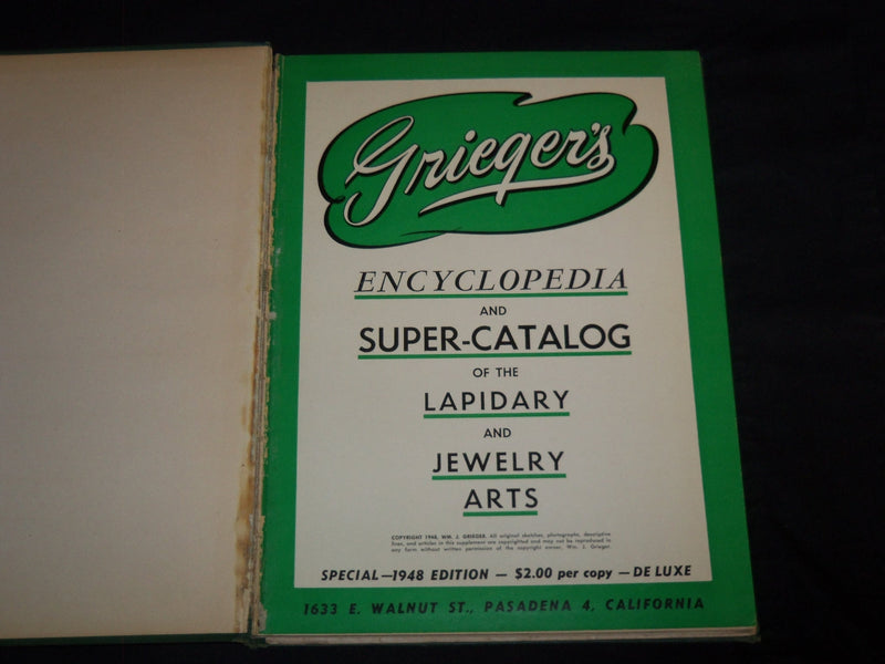 1948 GRIEGER'S LAPIDARY AND JEWELRY ARTS CATALOG - KD 3911C