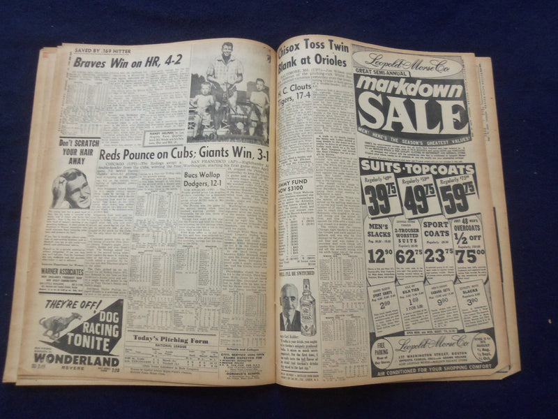 1958 JUNE 16 BOSTON RECORD AMERICAN NEWSPAPER-ADAMS' WIFE TELL GIFT SWAP-NP 6270