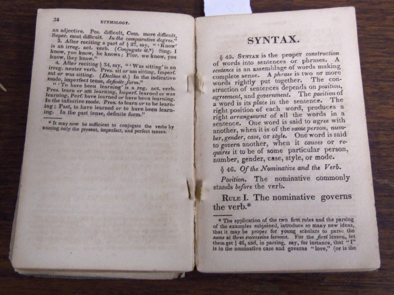 1824 A SYSTEMATIC INTRODUCTION TO ENGLISH GRAMMAR BOOK BY JOHN PARKHURST- K 1285