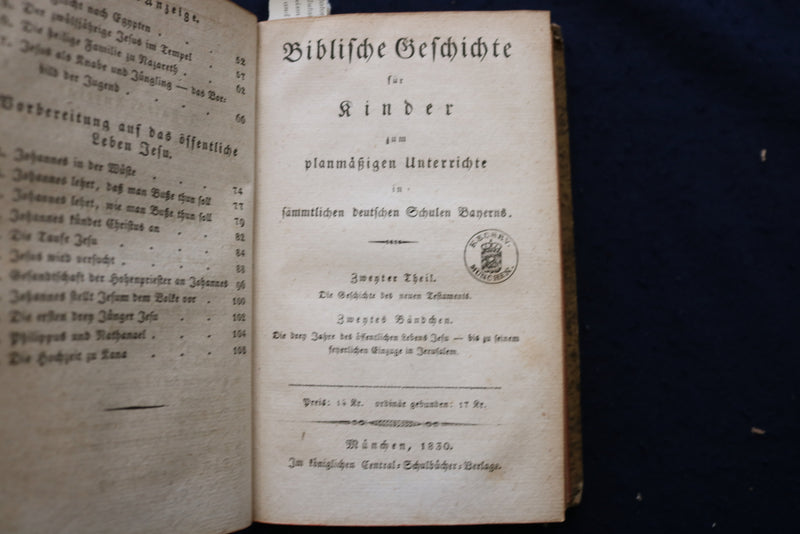 1833 BIBLISCHE GESCHICHTE FUR KINDER HARDCOVER BOOK - GERMAN - KD 9554